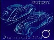Prospekttitel für den Volvo PV36 - die Zeichnung wirkt deutlich gestreckter als das Original-Fahrzeug (Abbildung: Volvo)